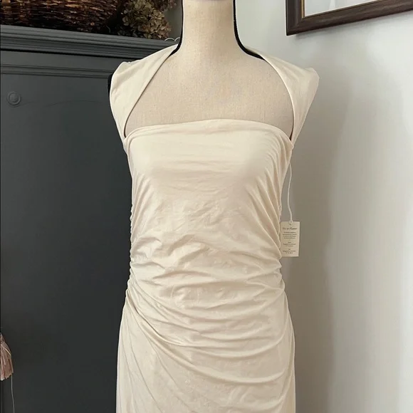 NWT Abercrombie Cream Ruched Maxi Dress Modal - Picture 6 of 7